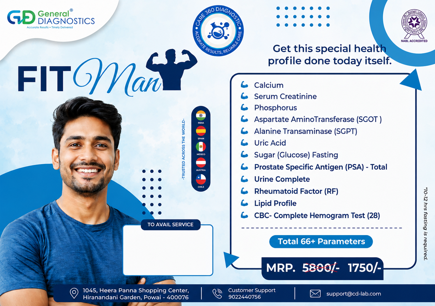 Fit MAN – Health Checkup Package at Care 360 Diagnostic Nagpur